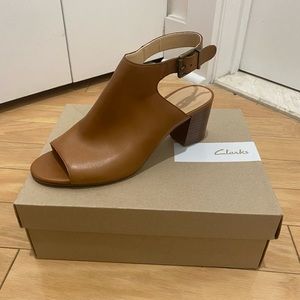 Women’s sling back leather block heels